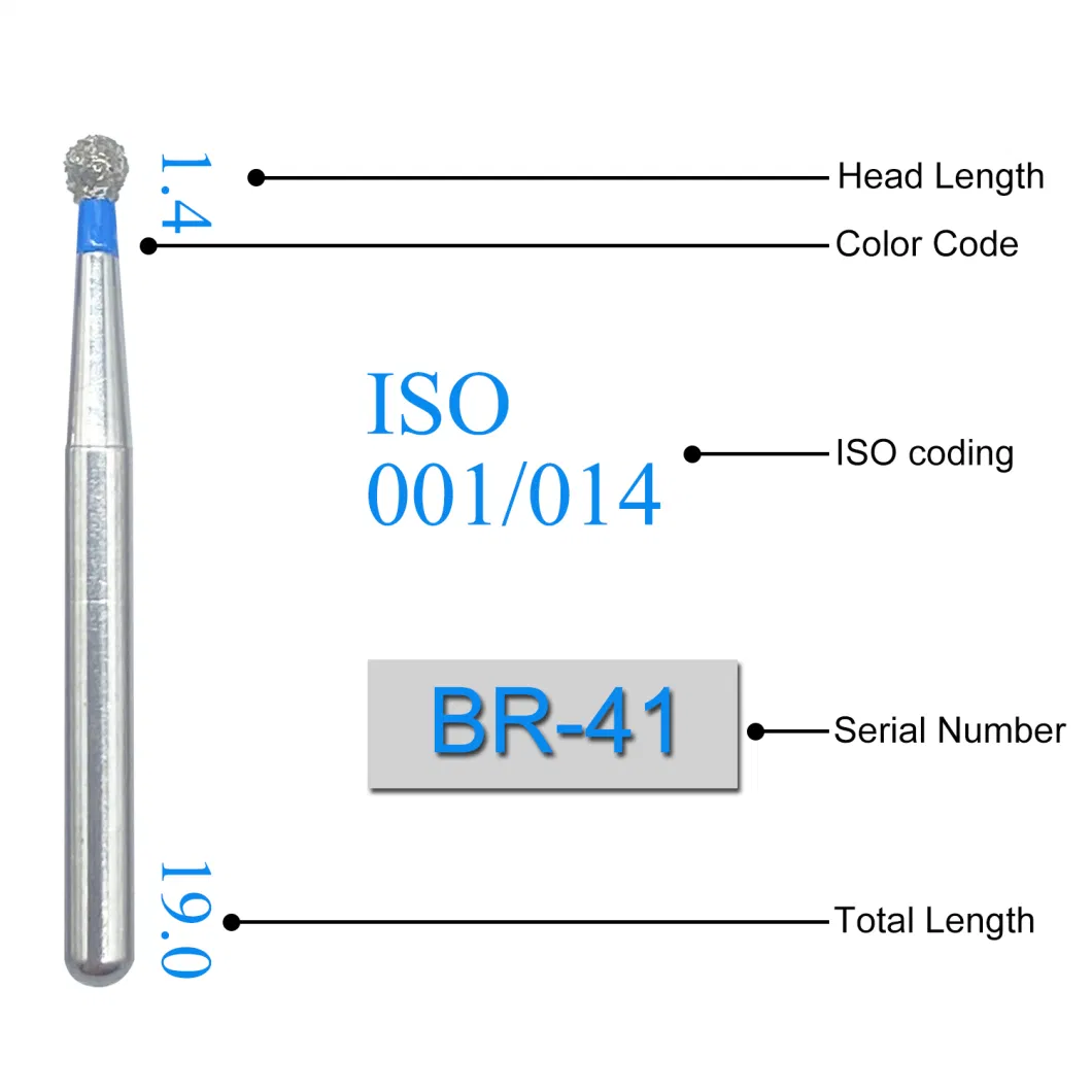 Dental Diamond Burs Polishing Fg Drill High Speed Handpiece for Dia. 1.6mm